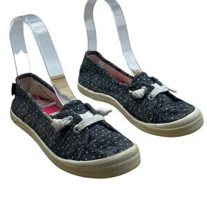 NWOT Roxy Big Girl Heathered Gray Triangle Graphic Slip On Flats Sneakers Sz 1.5